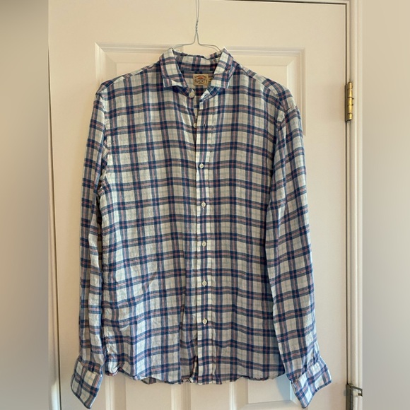 Plaid Faherty Linen Button Up - Picture 1 of 7